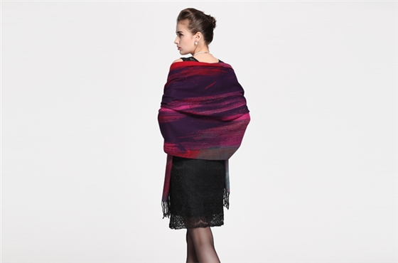 真絲油畫(huà)藝術(shù)提花披肩 拉絨披肩 女士披肩