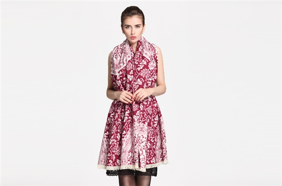 提花拉絨披肩 女士披肩