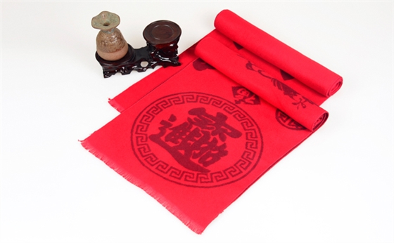 真絲拉絨紅圍巾