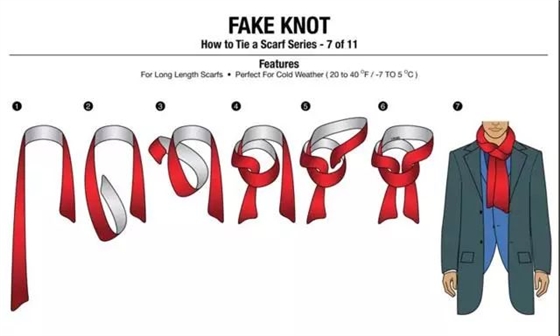 紅領(lǐng)巾式男士圍巾圍法