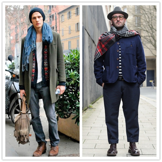 男士圍巾搭配方法：另類披掛式