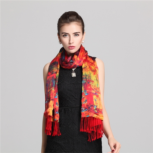 時(shí)尚高檔真絲印花披肩