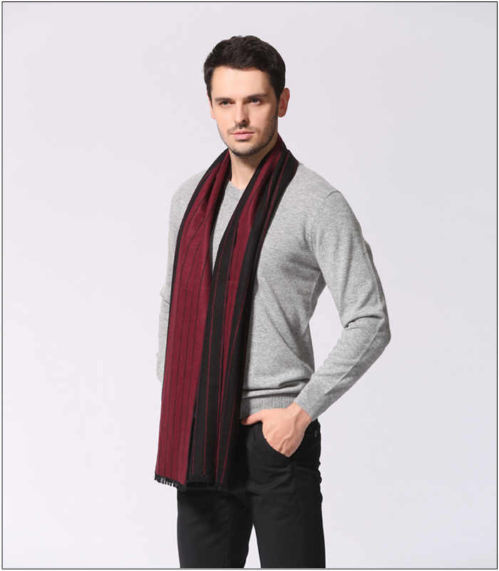 男士條紋圍巾 拉絨圍巾