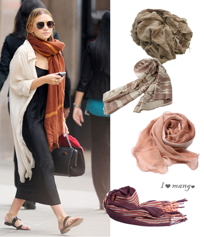 亞麻圍巾的各種圍法