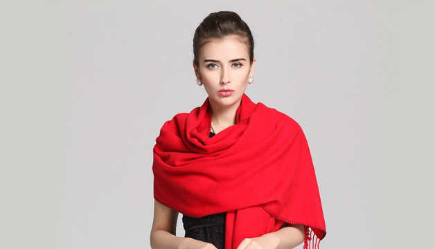 紅色竹纖維披肩